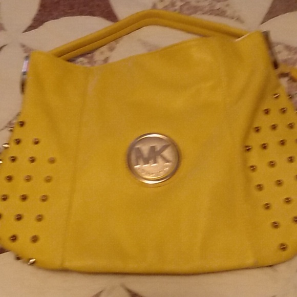 Yellow MK studded hobo - Picture 2 of 2